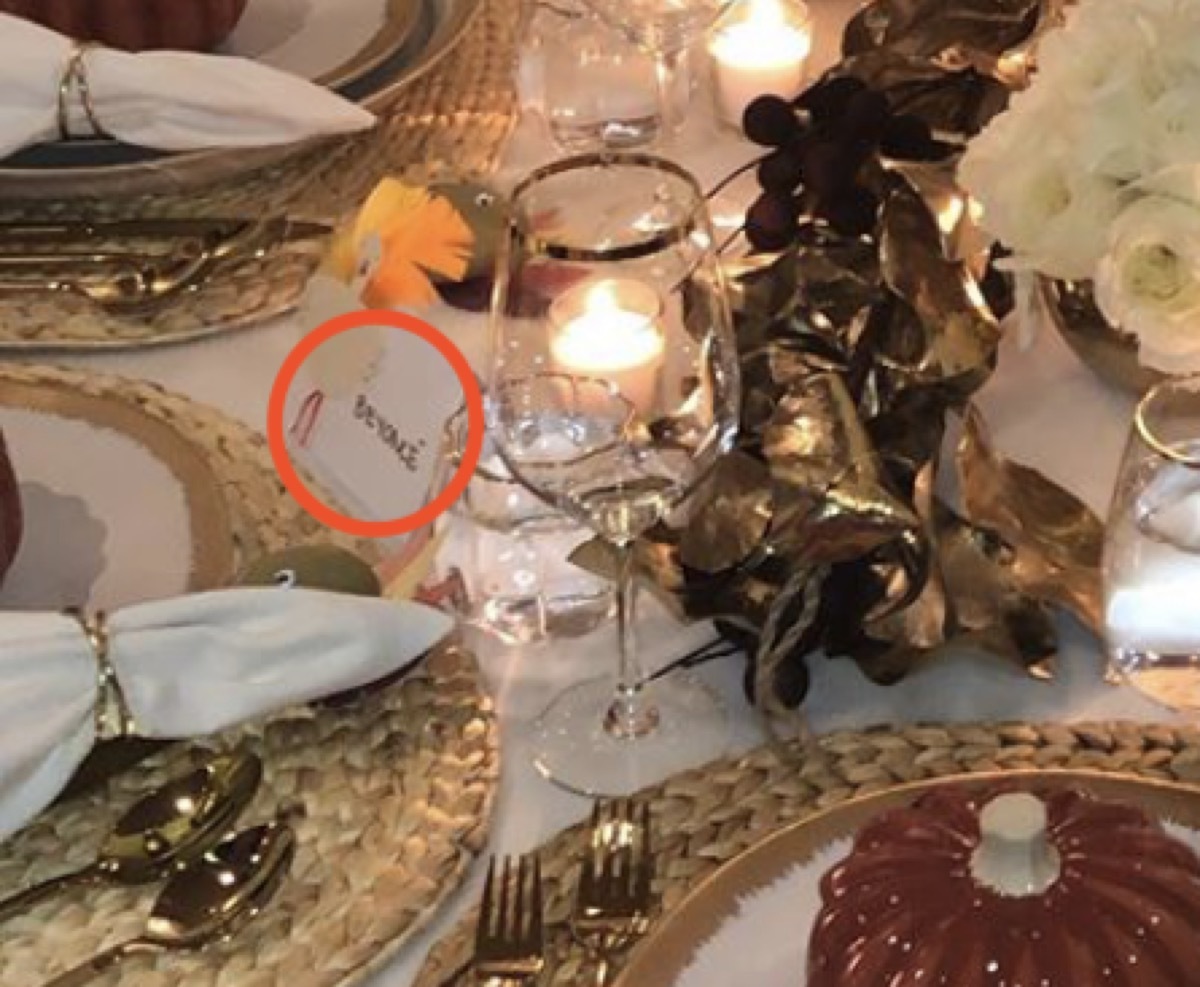 the beyonce name tag at kylie jenner's friendsgiving