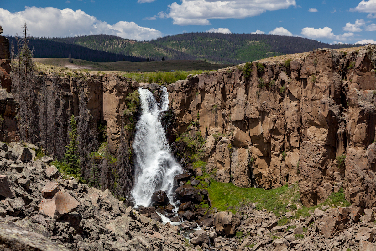 waterfall among mountains in mineral county, colorado