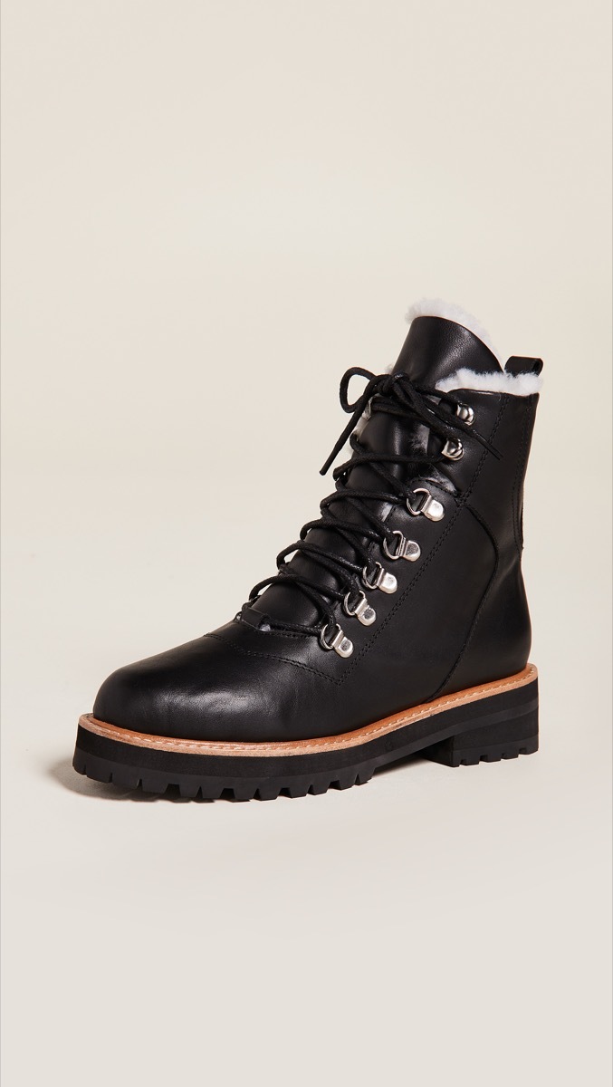 black faux fur lined combat boots