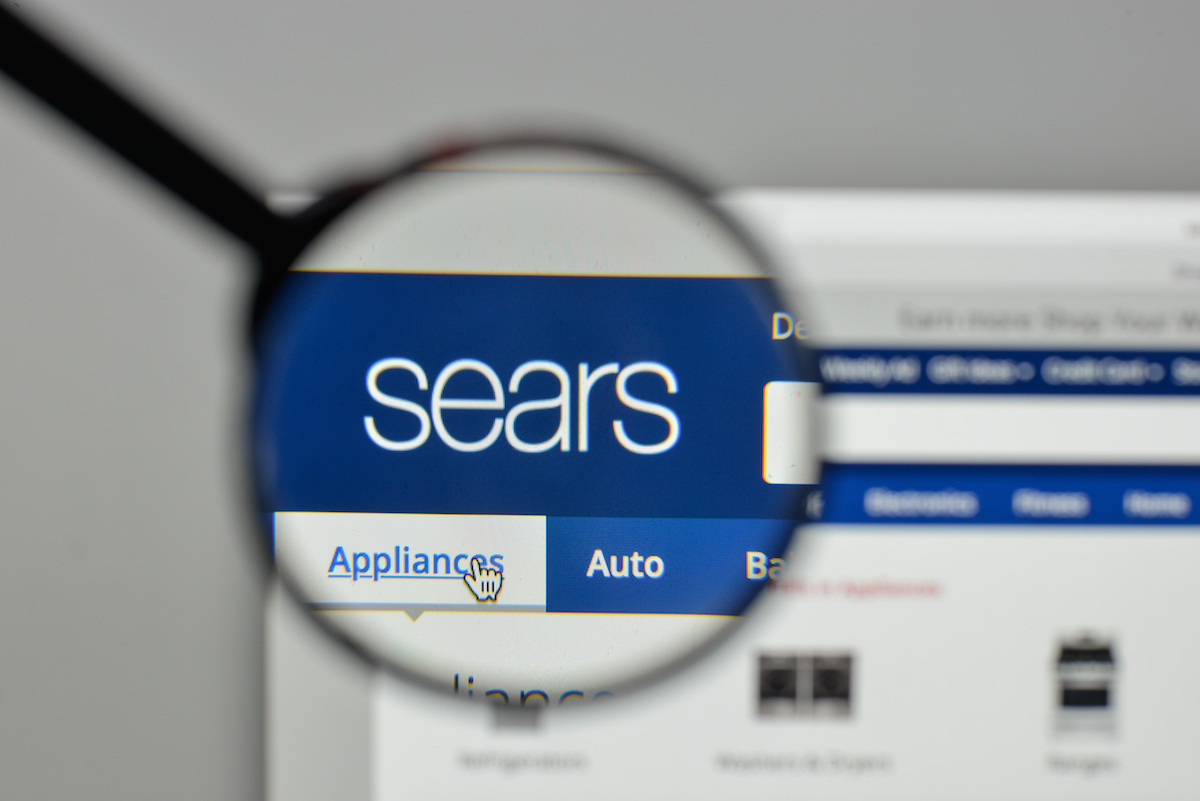 Sears website on laptop