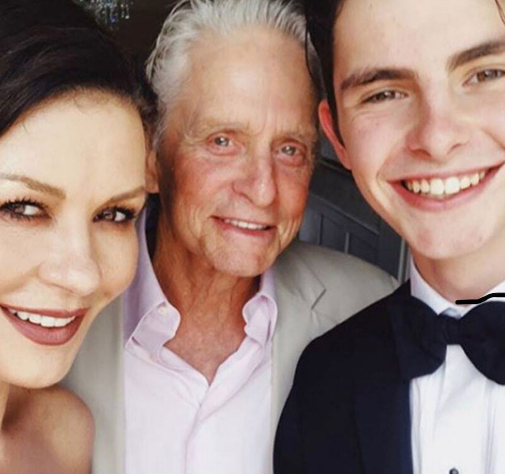 Catherine Zeta-Jones, Michael Douglas, and Dylan Douglas in an Instagram selfie