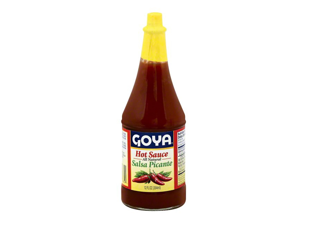 bottle of goya hot sauce