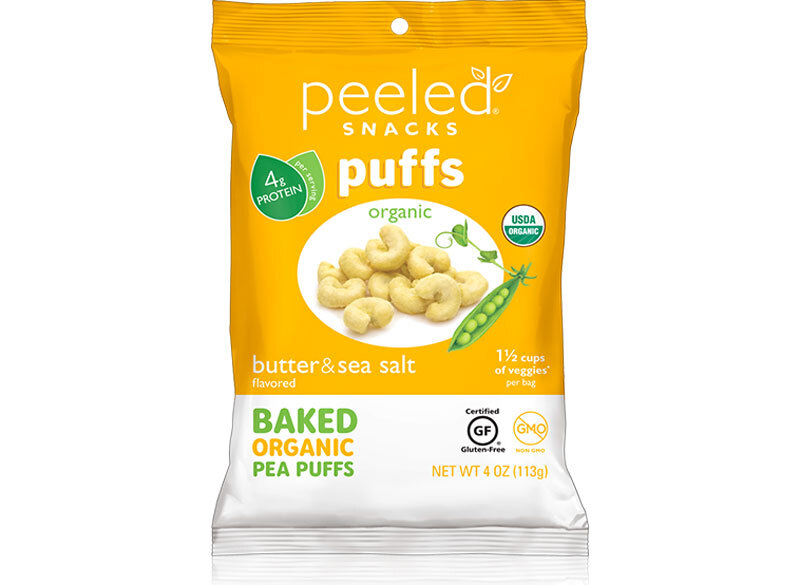 Peeled snacks baked pea puffs butter sea salt
