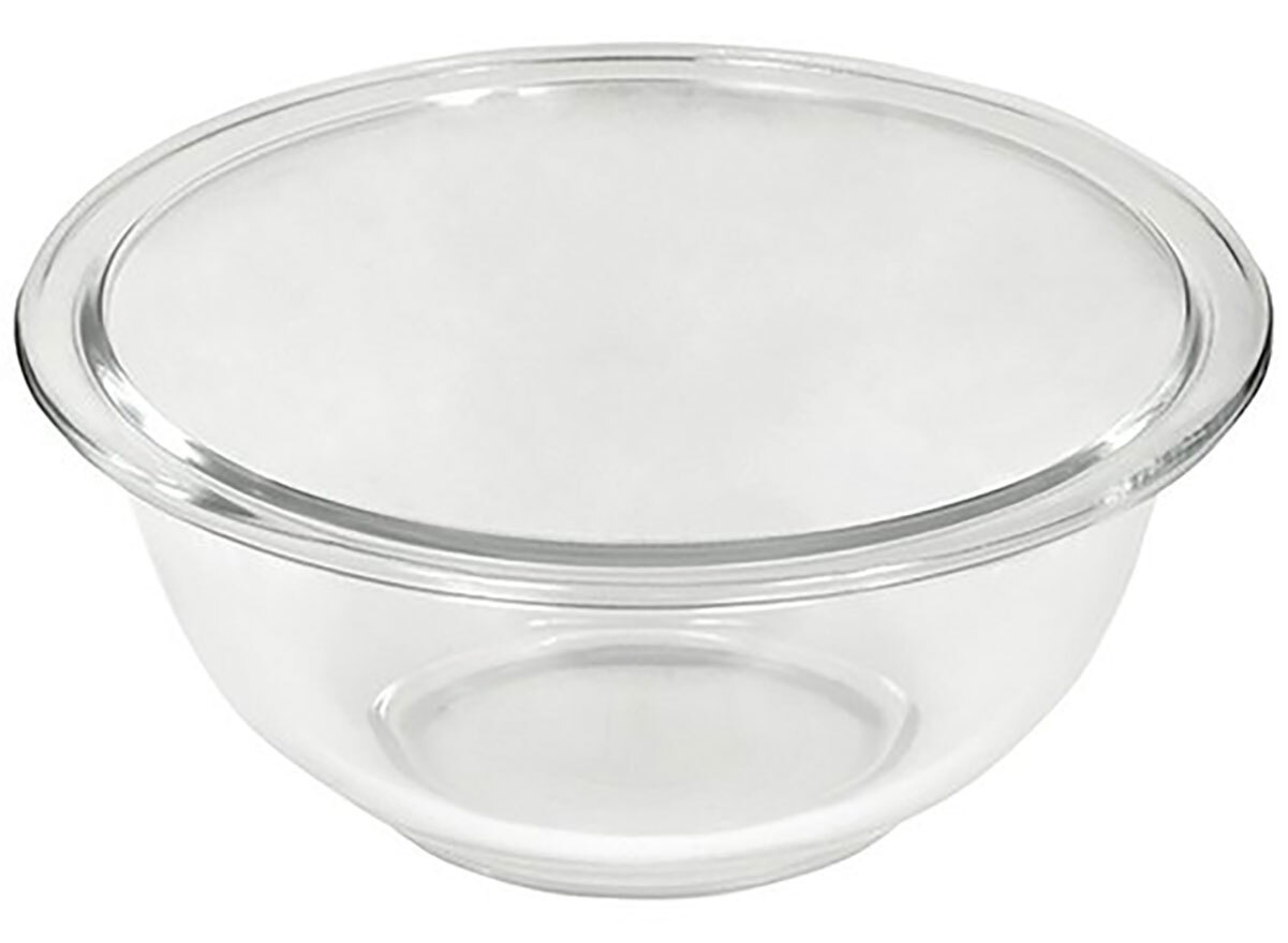 empty pyrex glass mixing bowl