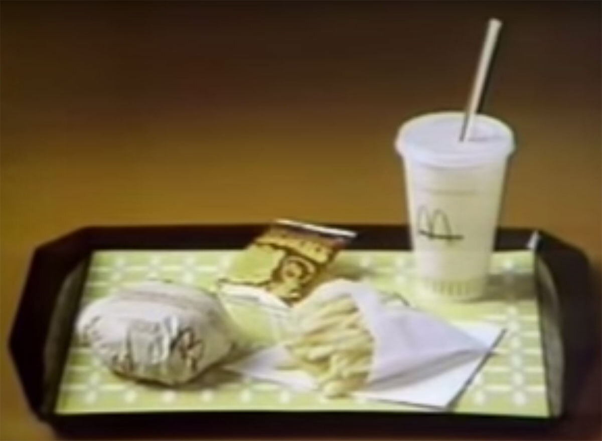 original happy meal with cheeseburger, fries, drink, cookie