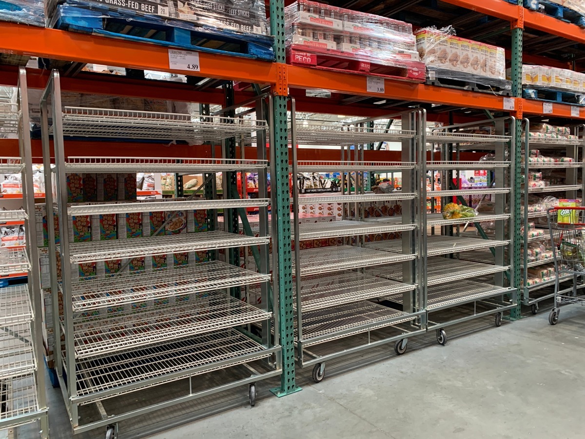 Princeton, New Jersey / USA - 15/03/2020: Empty shelves with no food as people empty supplies in panic of coronavirus