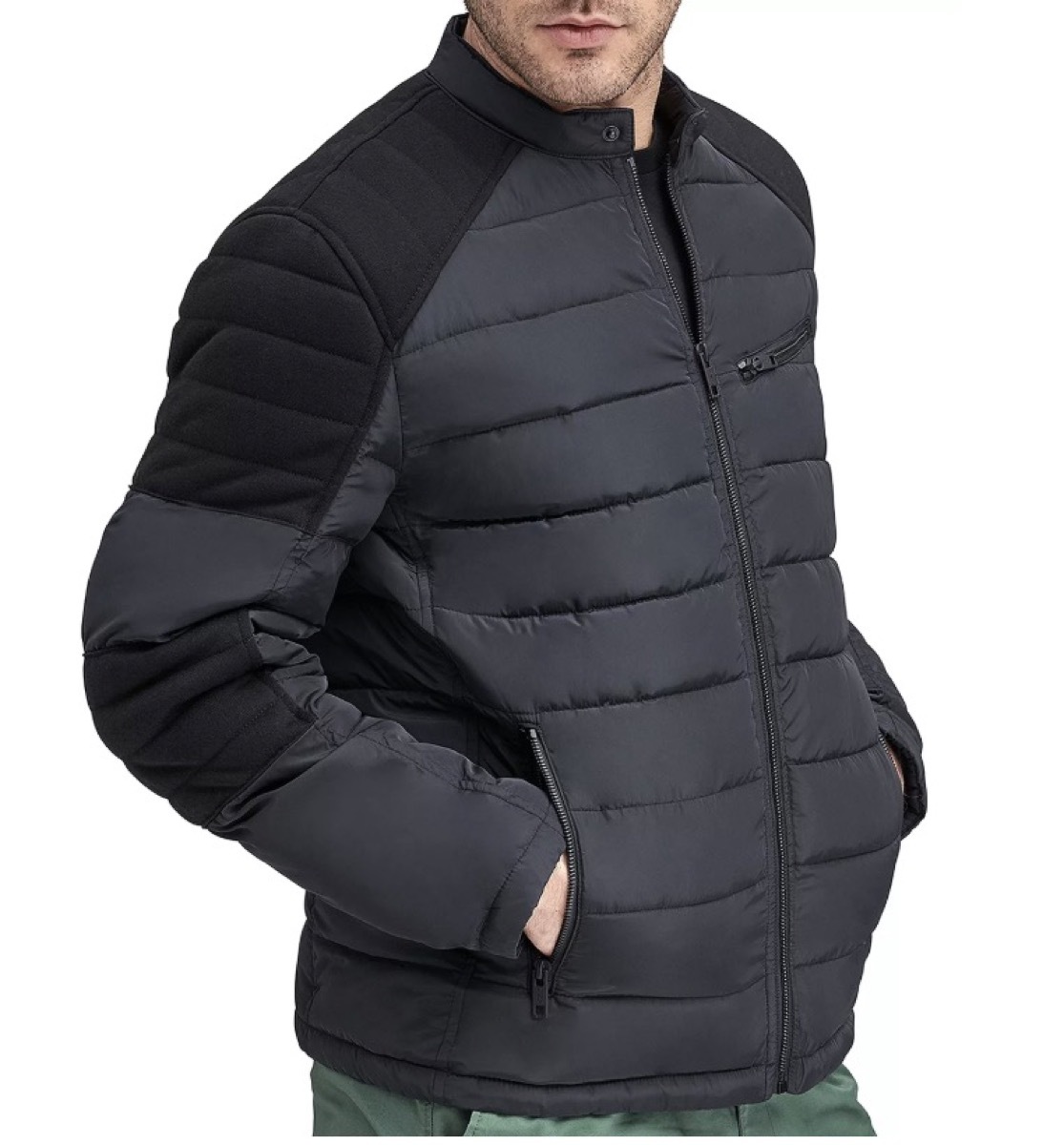man in two toned black jacket, winter coats for men