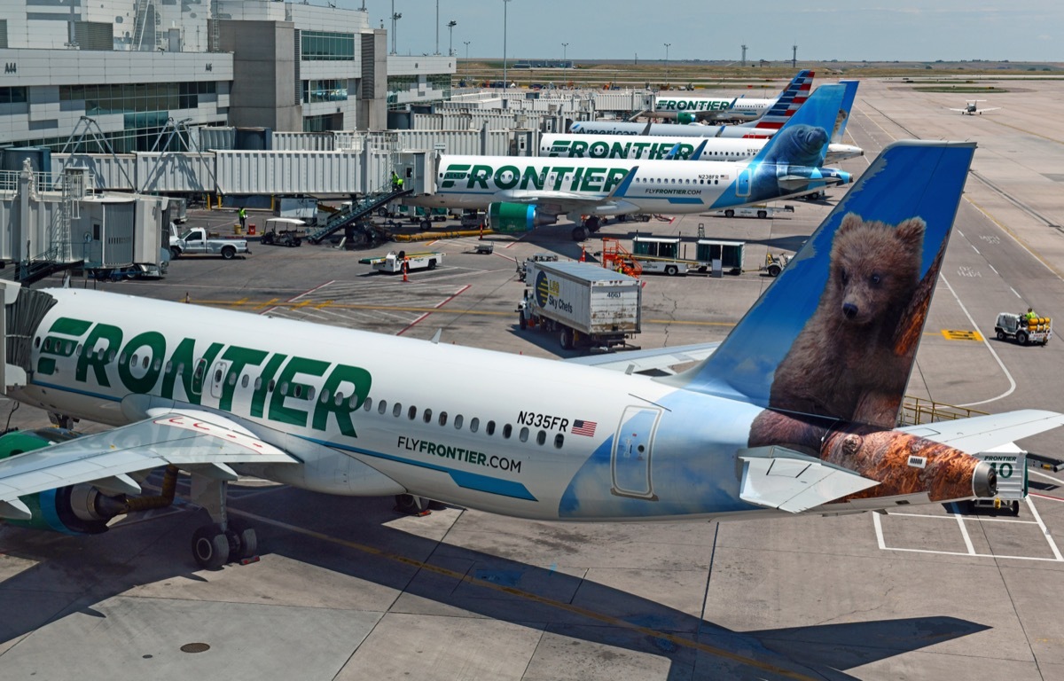 Row of Frontier Airlines Planes