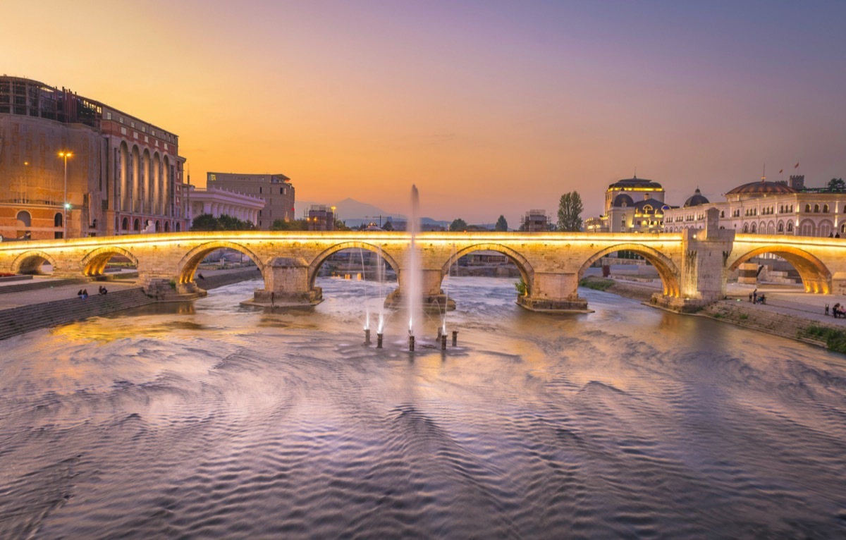 bridge in skopje capital city of north macedonia