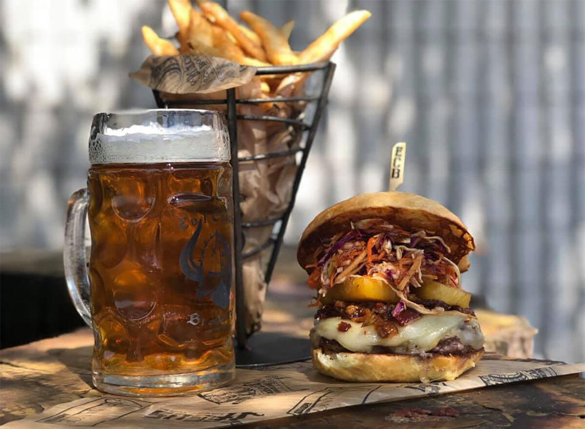 beer and burger from evil czech brewery in indiana