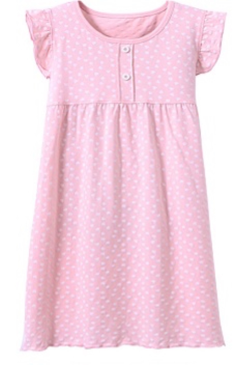 pink short-sleeved kids nightgown