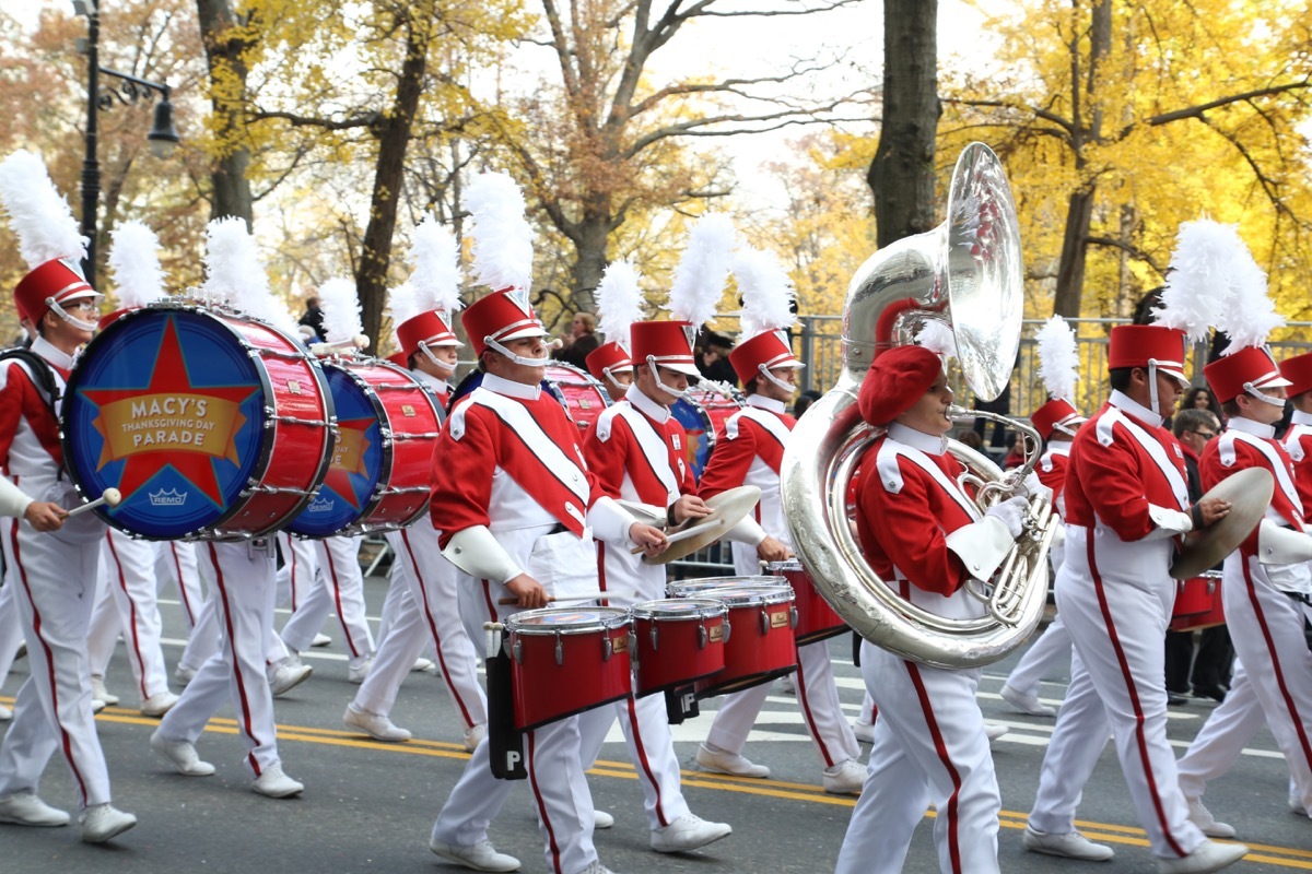 Marching band in the Macy's Thanksgiving Day Parade