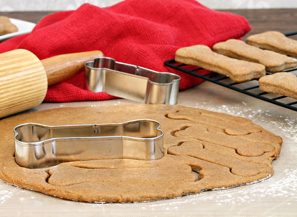 pumpkin dog treat dough with cookie cutter