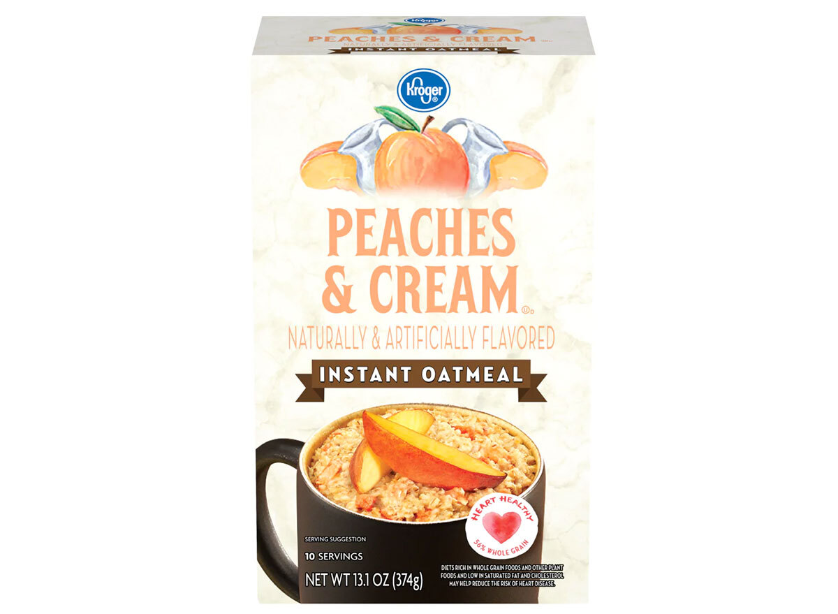 box of kroger peaches and cream instant oatmeal