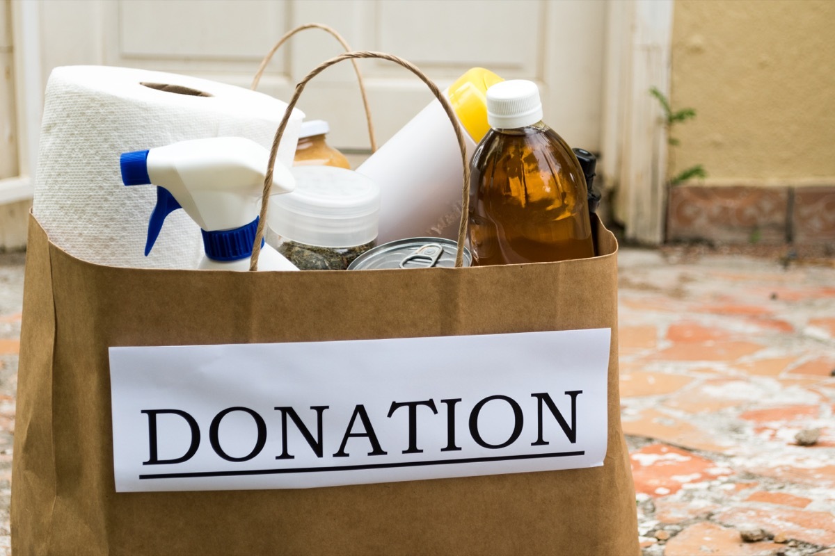 donation bag of cleaning supplies