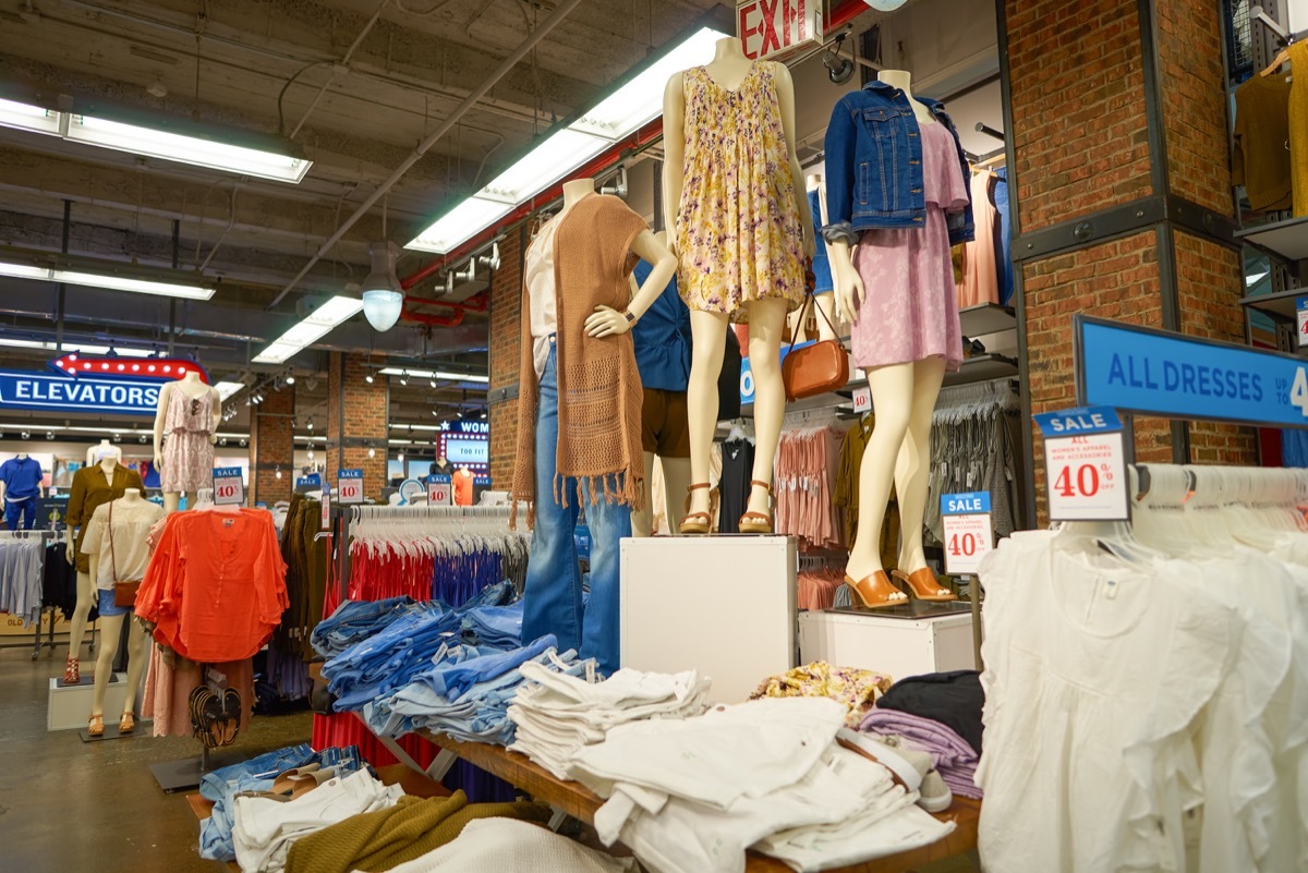 NEW YORK - MARCH 18, 2016: inside of Old Navy store in New York. Old Navy is an American clothing and accessories retailer owned by American multinational corporation Gap Inc.