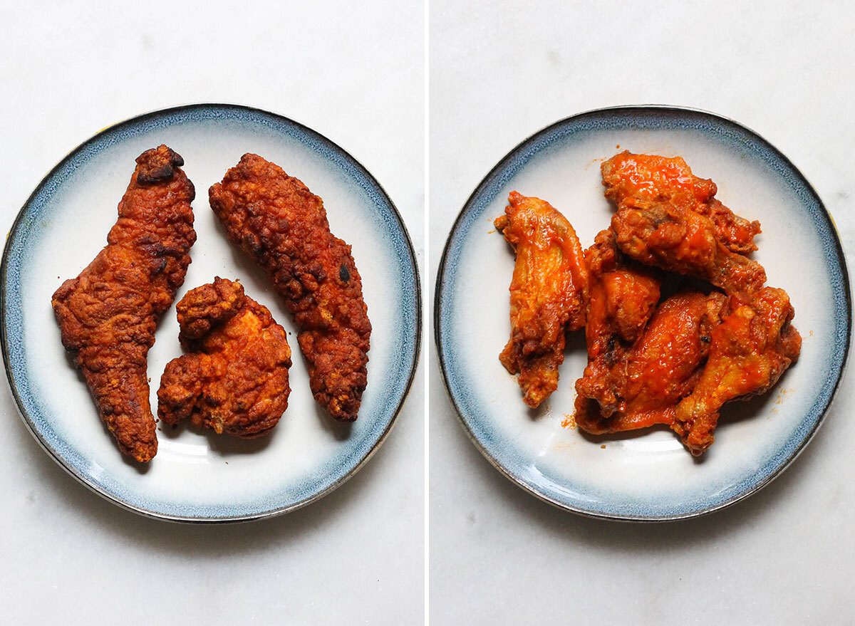 Swapping out breaded chicken tenders with buffalo wings