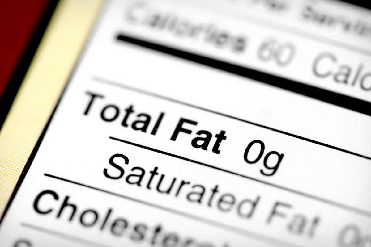 Nutritional label with focus on fats.