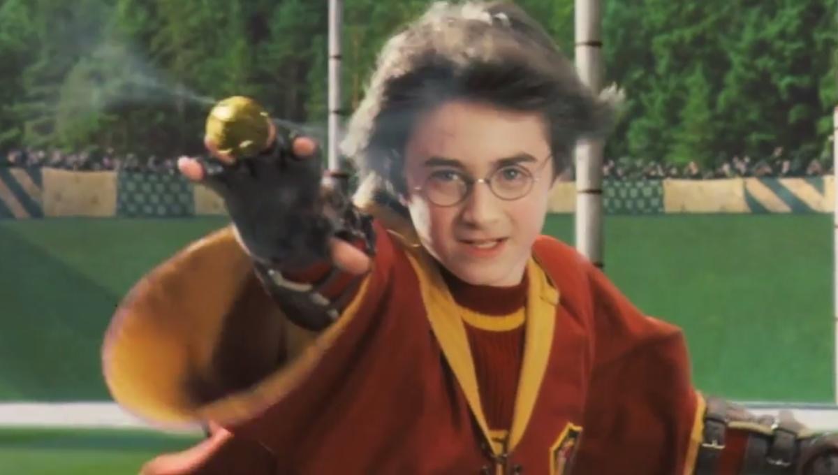 Harry Potter trying to catch the Golden Snitch