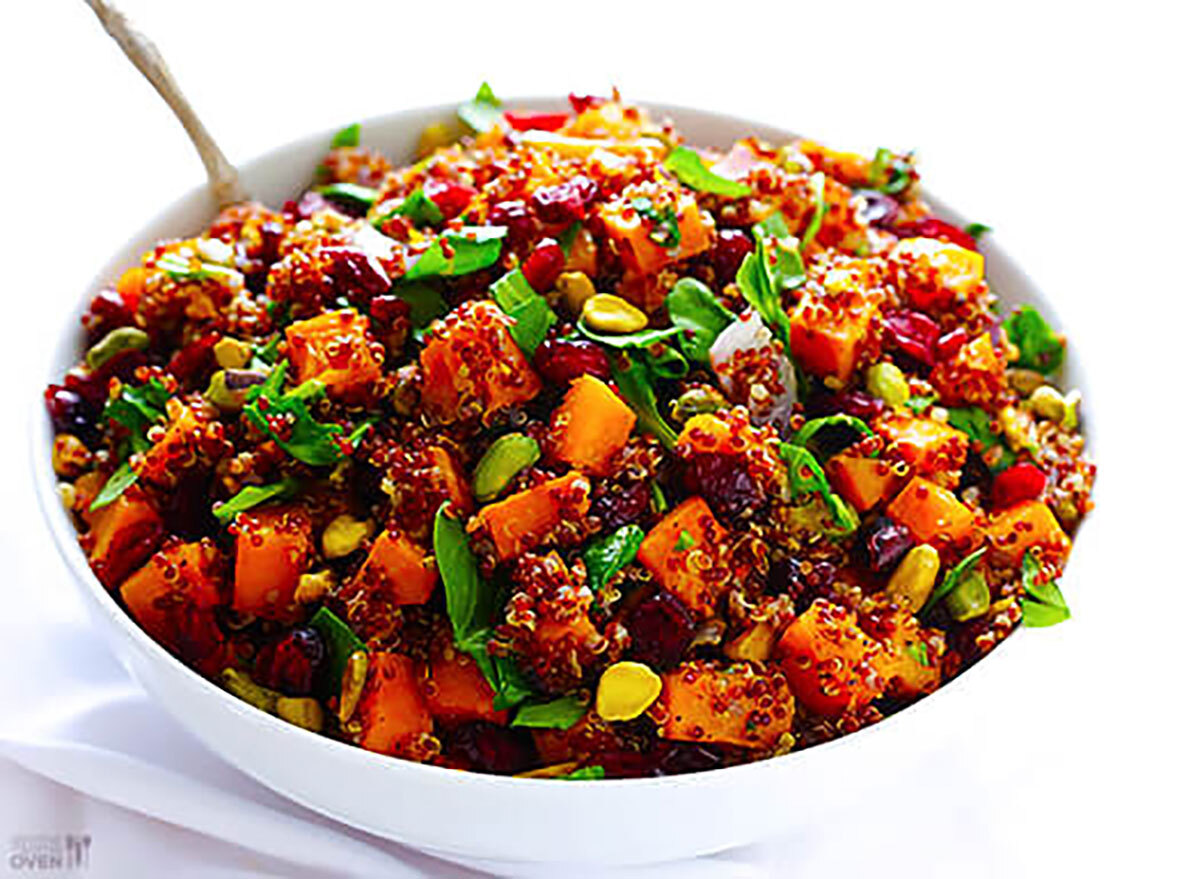 quinoa stuffing with cranberries and butternut squash