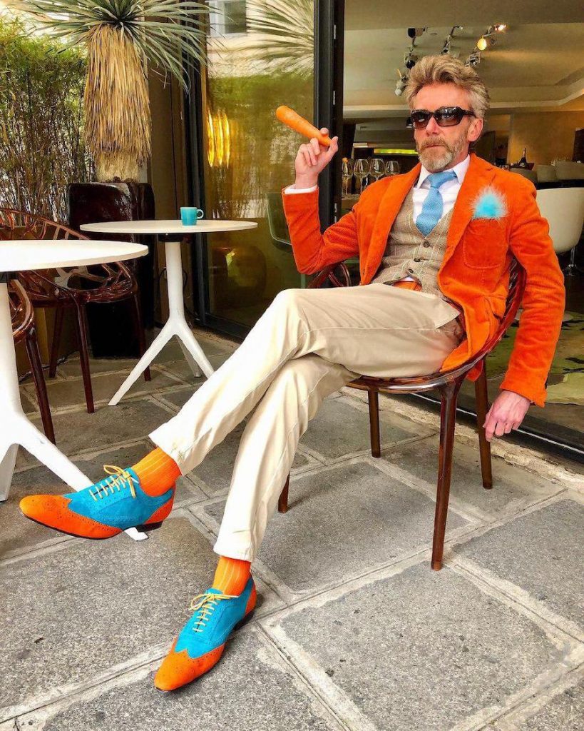 Orange and turquoise is such a brave combo for men | 12 Classiest Yet Fun OOTD You’ve Ever Seen From Pierrick Mathon | Her Beauty