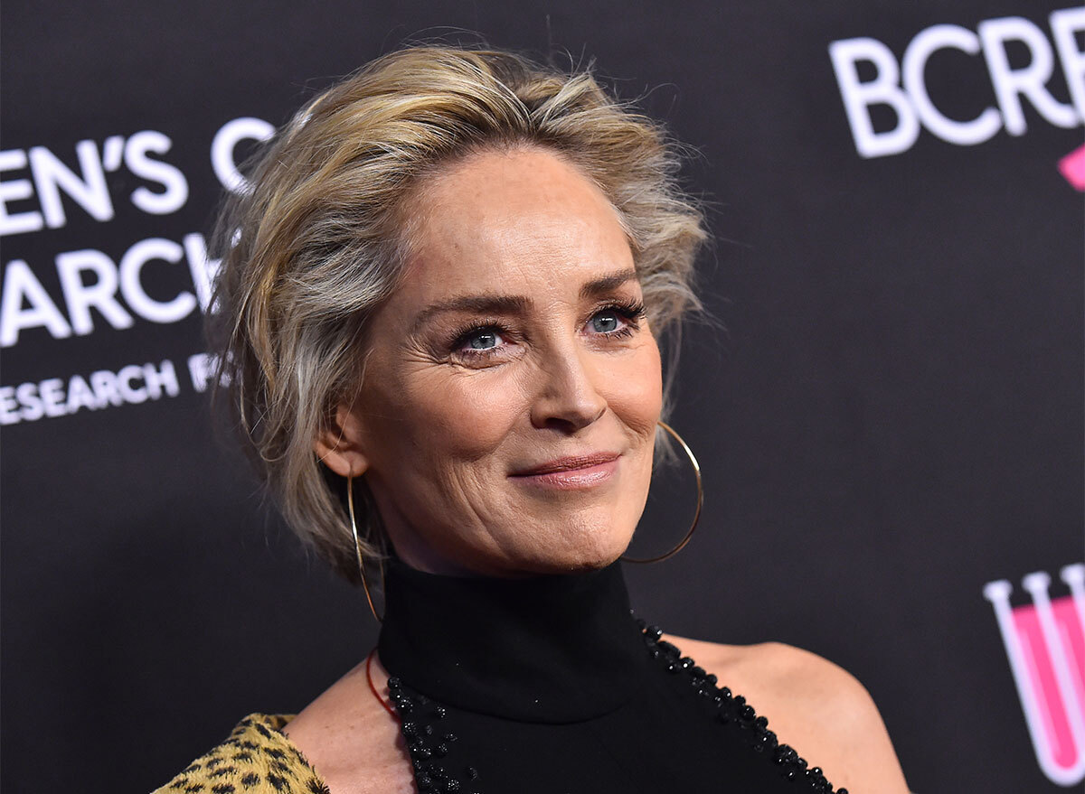 sharon stone on step and repeat red carpet