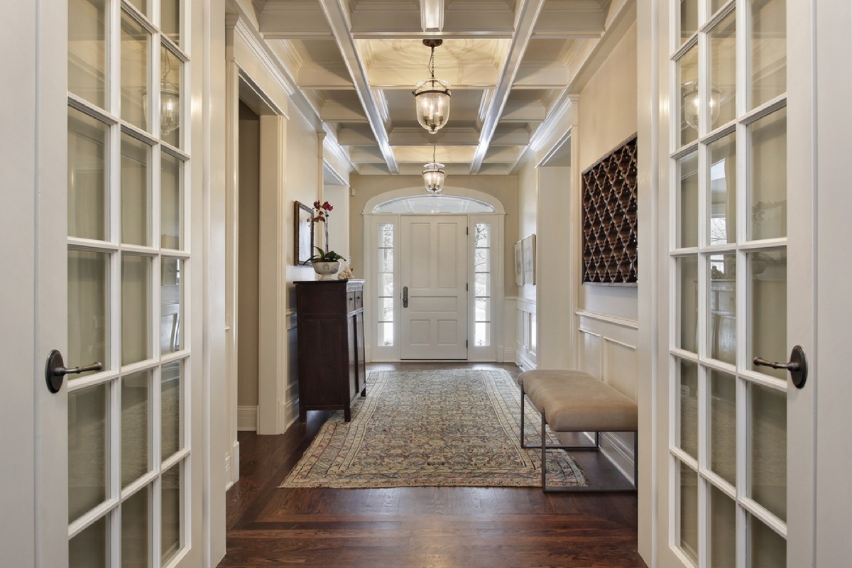 foyer with french doors and entry bench