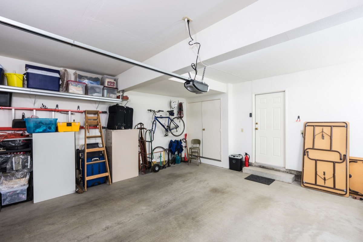 inside a home garage with door, safety tips