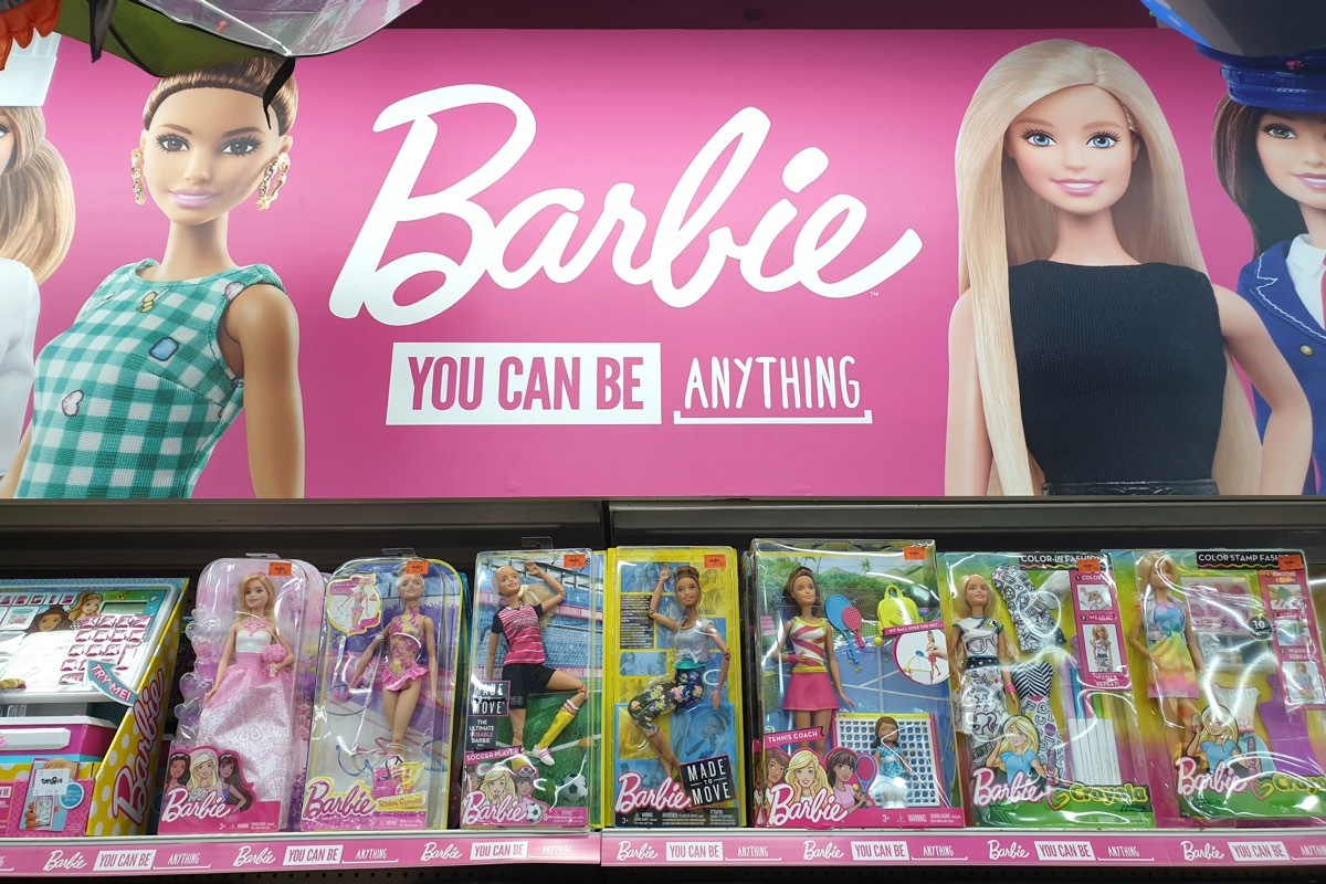 PENANG, MALAYSIA - 26 DEC, 2018: Barbie toys for girls on store shelf. Barbie is a fashion doll manufactured by the American toy-company Mattel and launched in March 1959. - Image