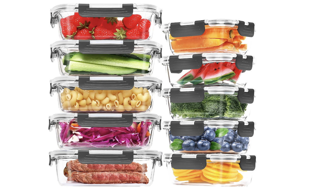 Skroam 10 Pack Glass Food Storage Containers with Lids