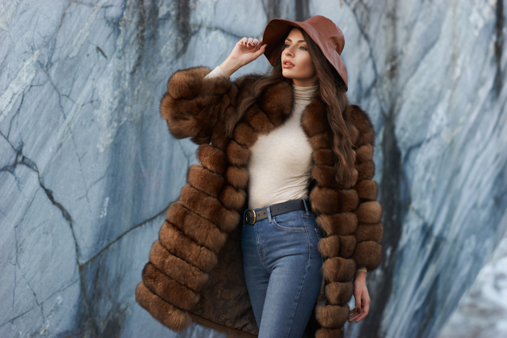 woman wearing fur