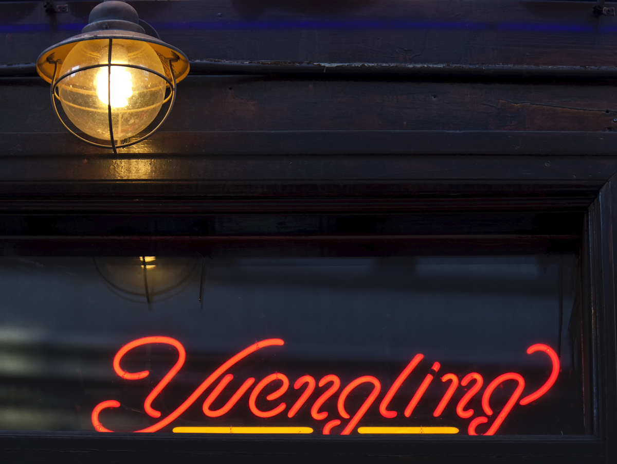 Yuengling Beer Neon Logo in the window of an old New York City Tavern located in Greenwich Village.