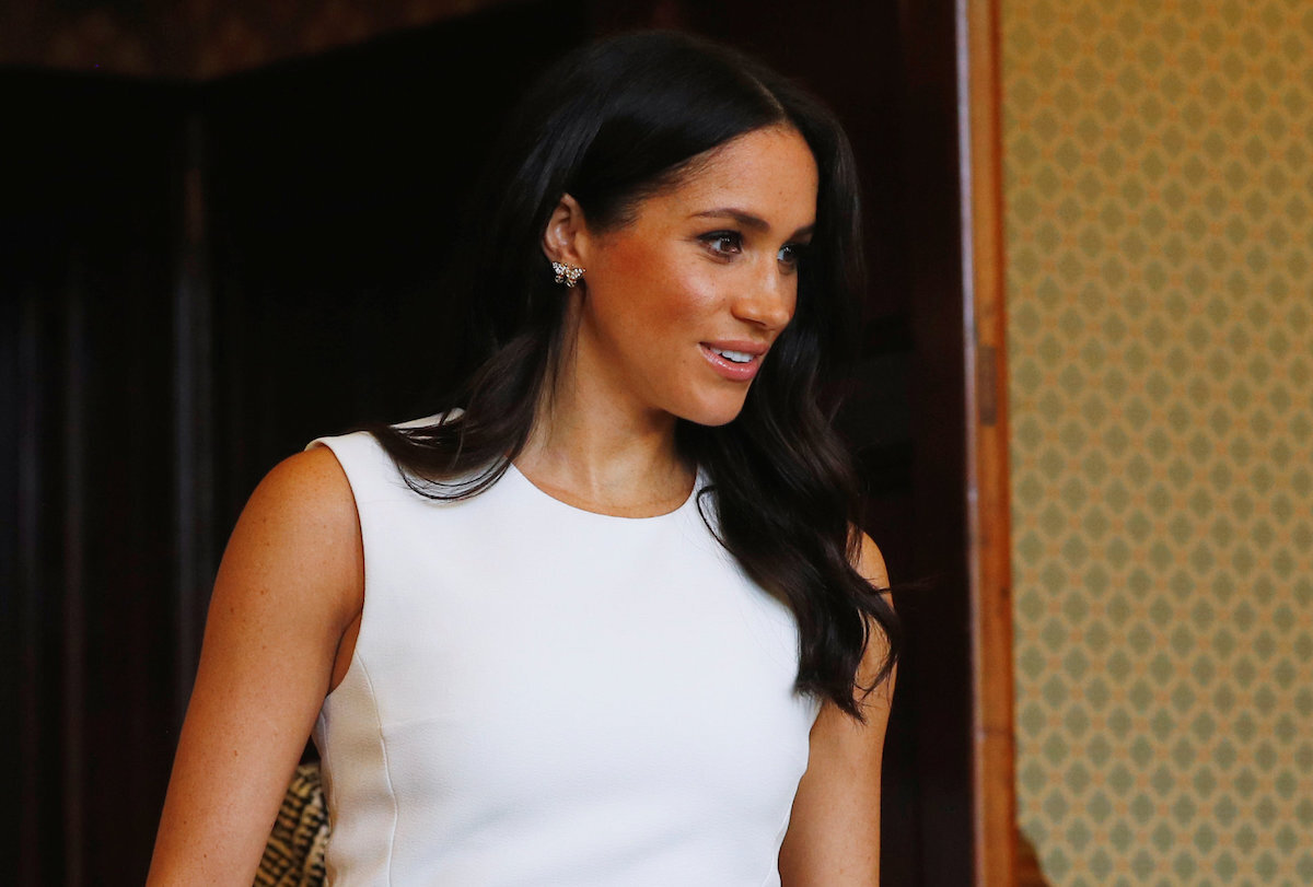 Meghan, Duchess of Sussex wearing Diana's butterfly earrings attends a Welcome Event at Admiralty House on October 16, 2018 in Sydney, Australia. The Duke and Duchess of Sussex are on their official 16-day Autumn tour visiting cities in Australia, Fiji, Tonga and New Zealand.