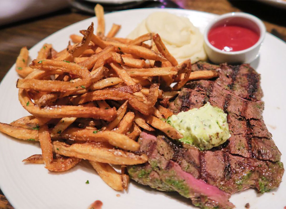 steak with garlic butter and fries