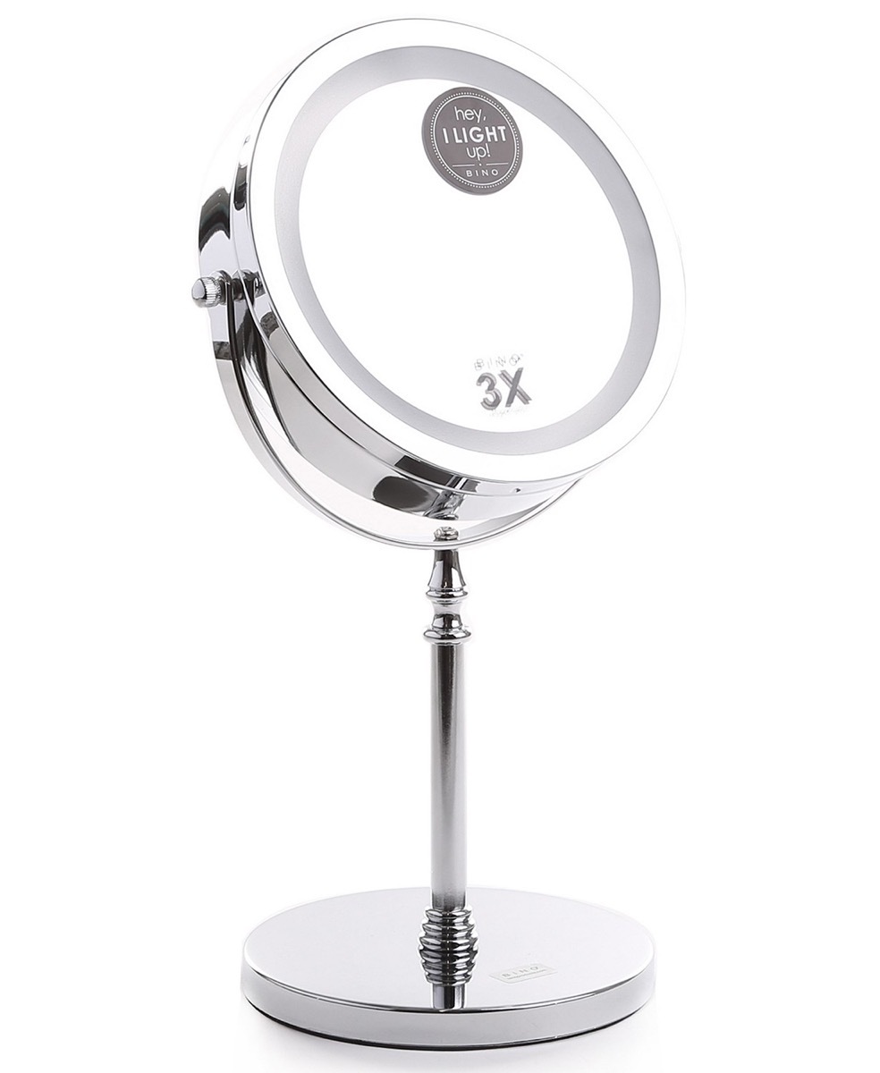 round silver mirror with led lighted rim, bathroom accessories