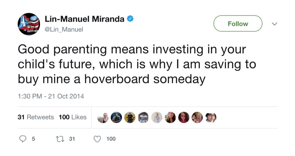 Lin Manuel Miranda Hoverboard funny tweet