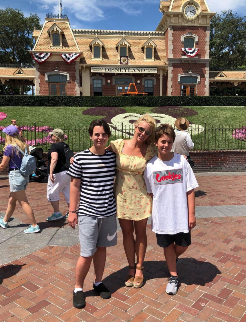 Britney Spears and her sons at Disneyland in 2019