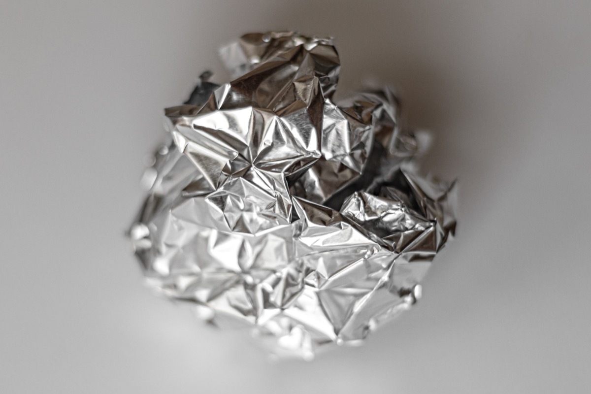 ball of crumpled aluminum foil