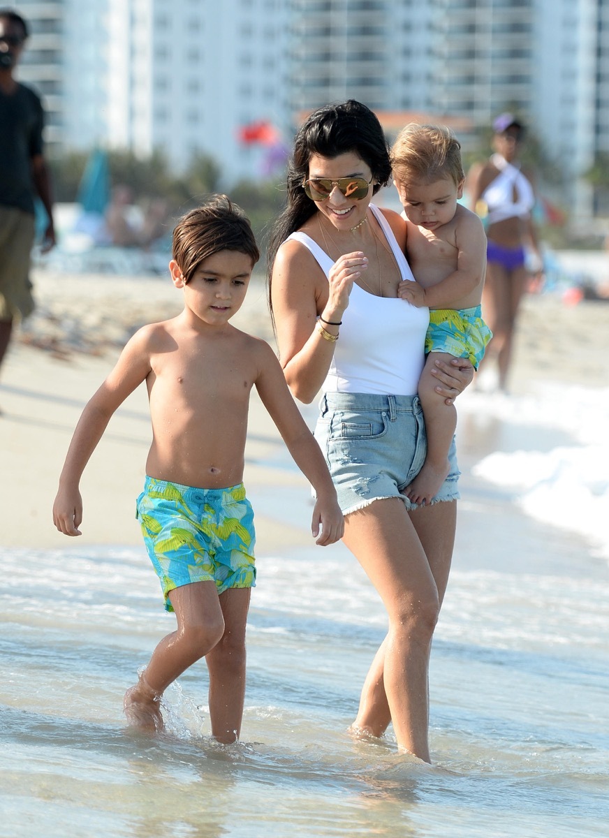 Kourtney Kardashian, Mason Disick, Reign Disick in Miami Beach, Florida