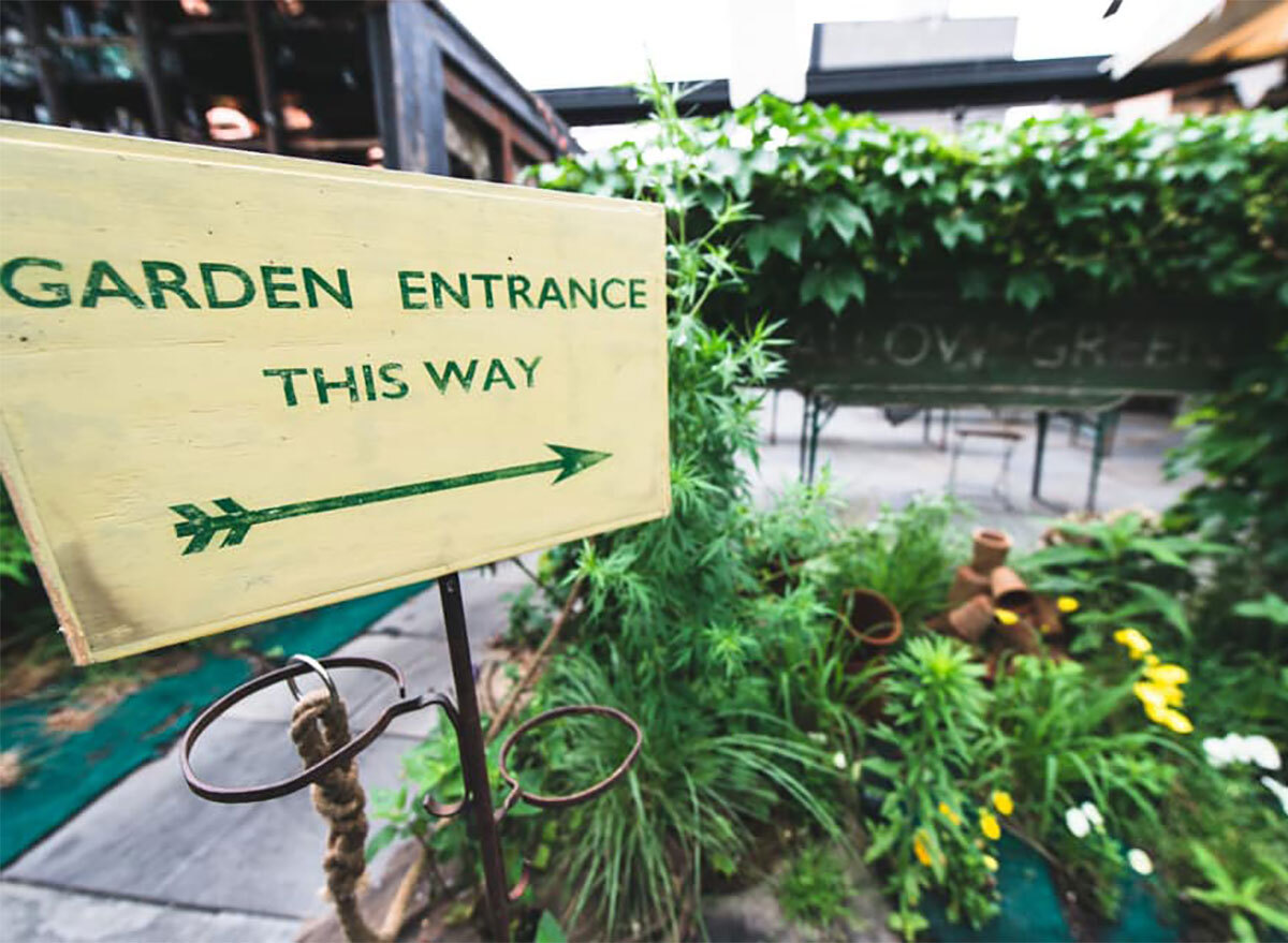 sign for garden at gallow green restaurant new york
