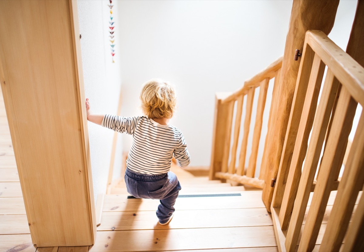 toddler walking down stairs