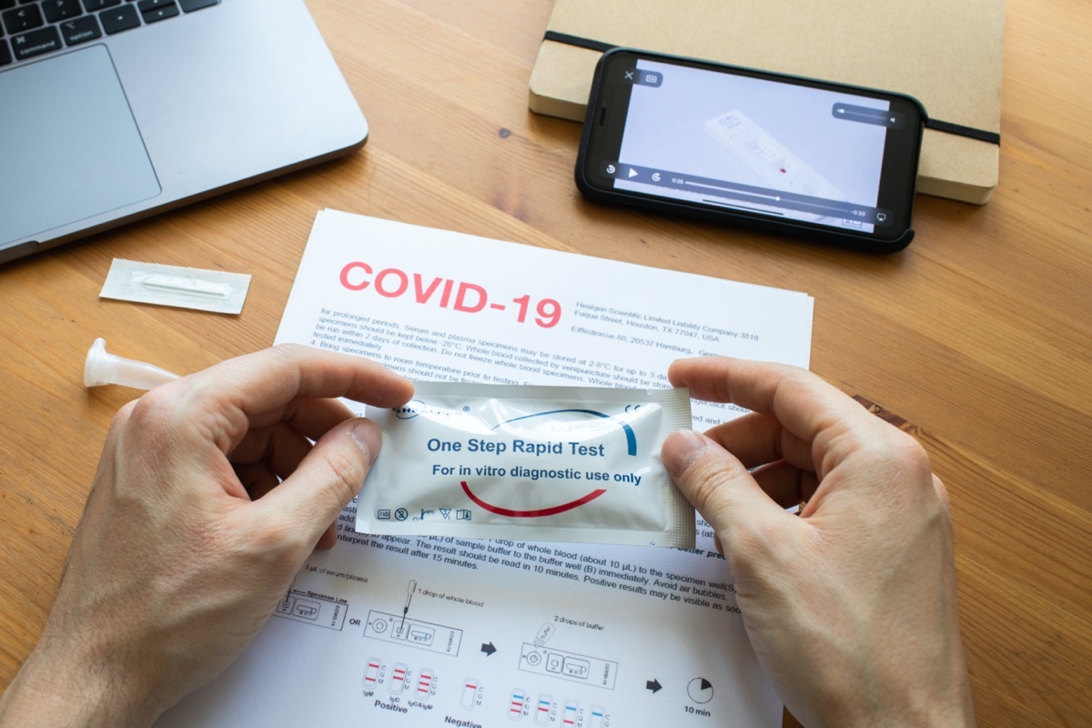 Coronavirus SARS-CoV-2 testing at home. COVID-19 Rapid test cassette for coronavirus