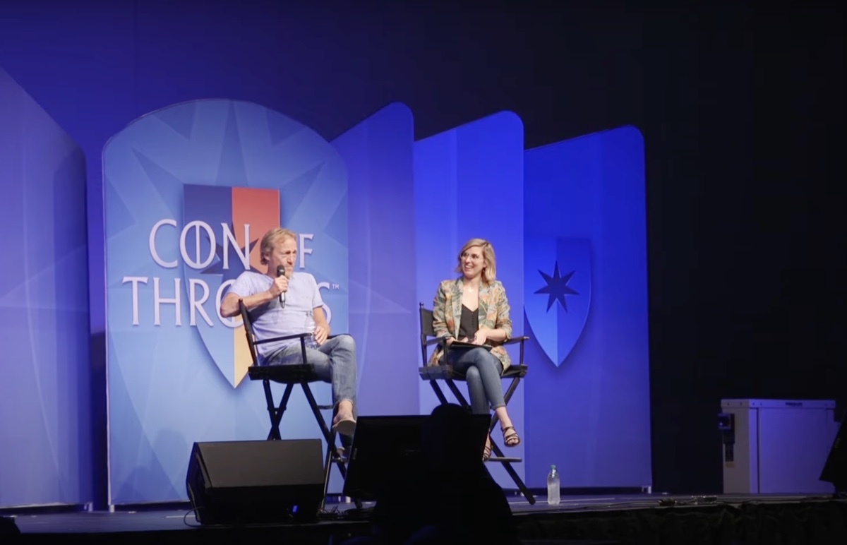 Jerome Flynn and moderator at Con of Thrones