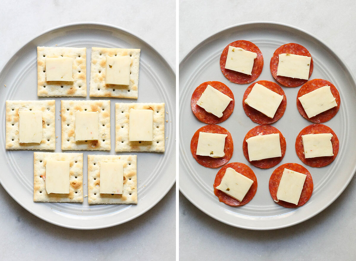 Swapping out crackers and cheese with pepperoni 