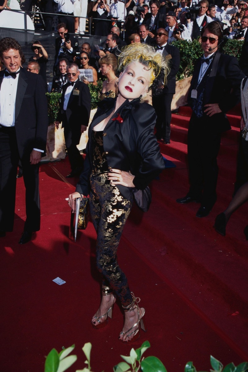 Cyndi Lauper at the Emmy Awards in 1995 Iconic Emmys Looks