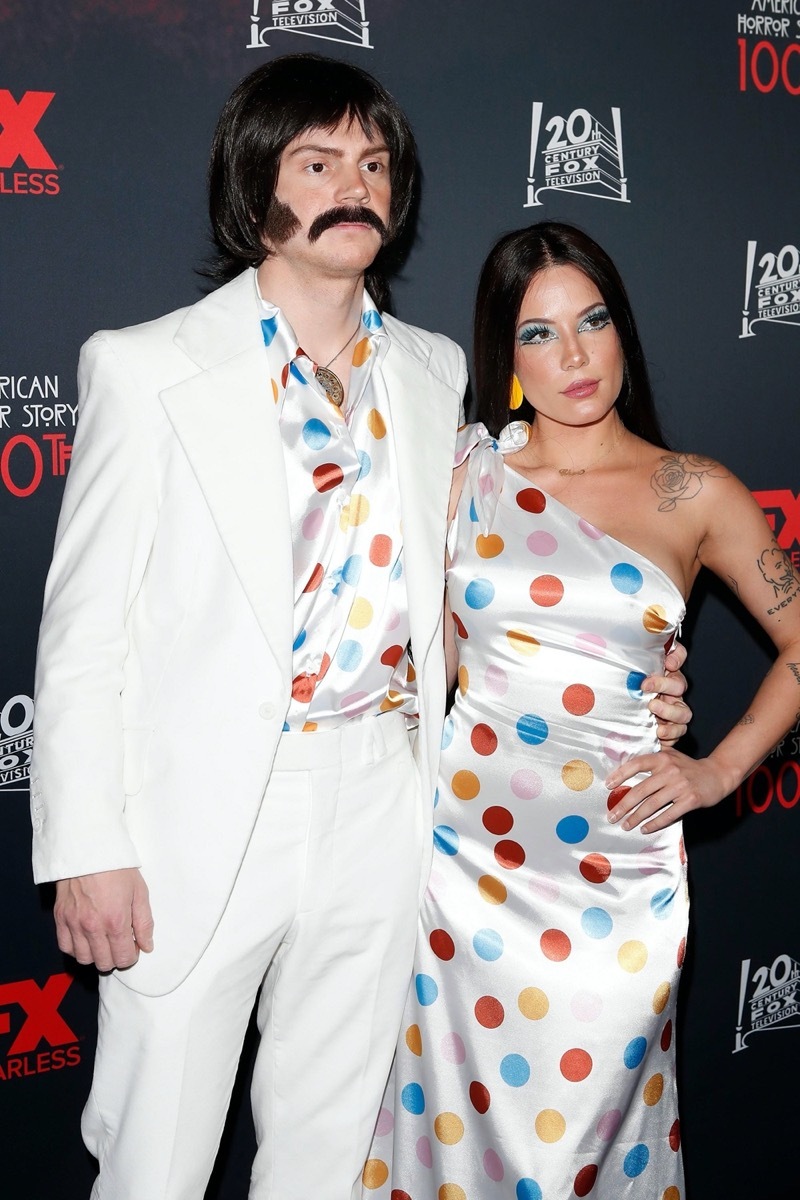 Evan Peters and Halsey as Sonny and Cher on Halloween