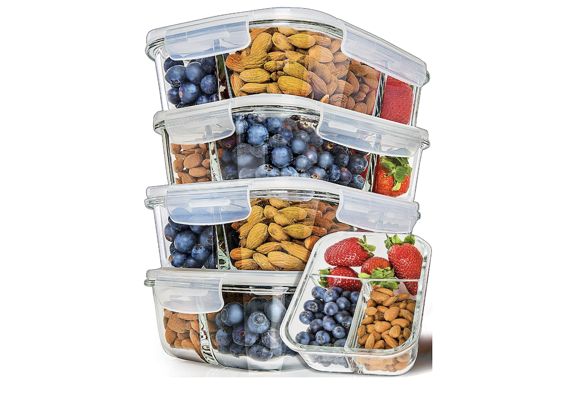 PrepNaturals 5 Pack 34 Oz Glass Meal Prep Containers