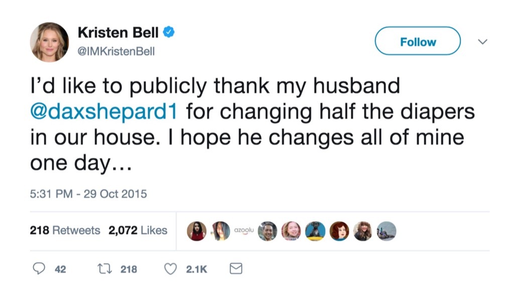 Kristen Bell funniest celebrity marriage tweets