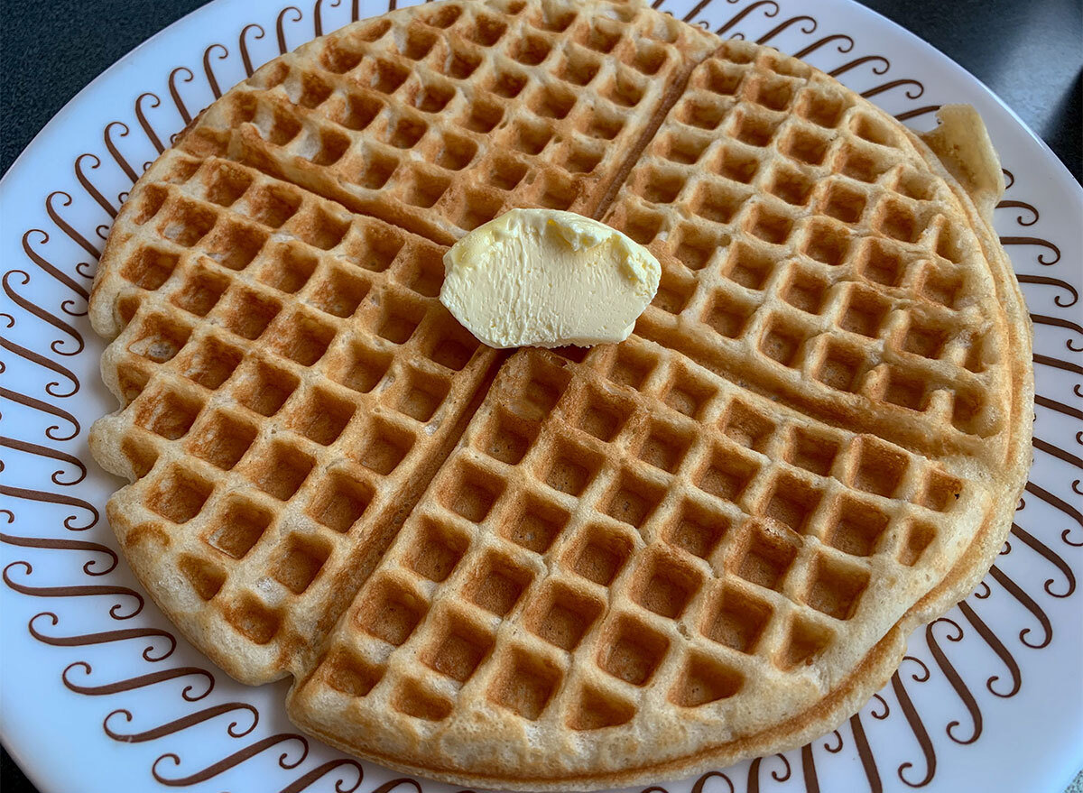 waffle house waffle on plate with butter pat