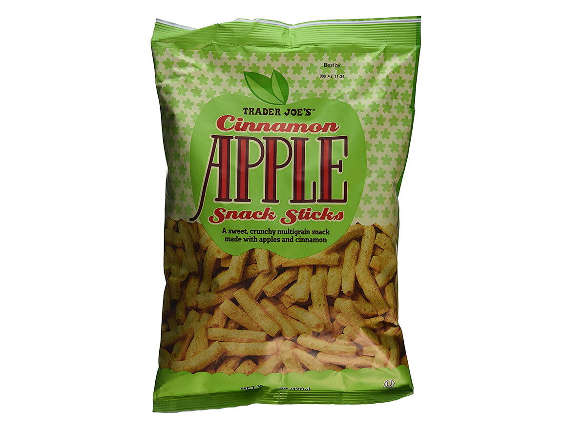 bag of trader joe's cinnamon apple snack sticks